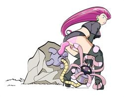 anal big_ass boots grabbing high_heel_boots jessie_(pokemon) lileep pokemon pokephilia rape restrained tentacle thigh_boots