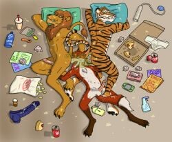 alcohol ass_sniffing cum dildo drugs fart fart_bukkake fart_fetish farting_in_face farts forced_sniffing fox furry gay grabbing_head grin hard_on holding_head lion male male/male male/male/male male_only mess pornography rolling_eyes sleepover stink_fumes tiger unclean weed