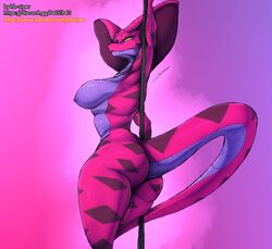 2020 anthro anthrofied areola armpits artist_signature ass bedroom_eyes big_ass big_breasts big_butt big_tail breasts butt cobra digital_media_(artwork) eyelashes fangs female gradient_background hb-viper hi_res holding_pole large_ass long_tail looking_at_viewer looking_back magenta_body magenta_scales markings multicolored_body multicolored_scales narrowed_eyes nipples nude original_character pink_background pink_body pink_scales pole presenting pupils purple_body purple_scales reptile scales scalie seductive signature simple_background slit_pupils smile snake snake_hood solo standing stripper_pole tail teeth thick_thighs two_tone_body two_tone_scales voluptuous wide_hips yellow_eyes