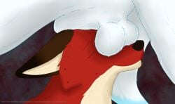abstract_background absurd_res animal_genitalia arctic_fox ball_nuzzling balls balls_on_face blue_body blue_fur body_worship bruma_(ninafoxxo) canid canine duo eyes_closed female feral fluffy_balls fox fully_sheathed fur genital_worship genitals happy hi_res male male/female mammal markings mouth_closed ninafoxxo nuzzling red_body red_fox red_fur sebille_(lavamouse) sheath smile spots spotted_body spotted_fur these_aren't_my_glasses true_fox white_body white_fur