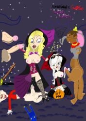 bayonetta crossover cum_in_mouth disney dumbo halloween halloween_costume hocus_pocus jeanne_(bayonetta) madness_garrett mario_(series) nightmare nipples penis pussy rough_sketch testicles