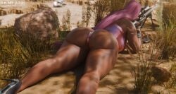 1girls 3d absurd_res ass call_of_duty call_of_duty_modern_warfare_2_(2022) dark-skinned_female dark_skin female female_only hi_res high_heels large_ass lying_down lying_on_stomach nicki_minaj pink_hair solo superhentaimaster9000 thick_thighs thighs