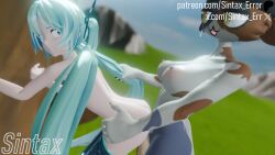 3d ass ass_grab ass_up big_breasts breasts doggy_style epic_games fortnite fortnite:_battle_royale furry futa_on_female futanari hatsune_miku meow_skulls_(fortnite) outdoors outside sex sex_from_behind vaginal_penetration vaginal_sex