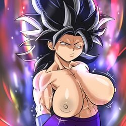 1girls abs aura biceps big_biceps big_breasts black_eyes black_hair breasts breasts_out caulifla dragon_ball dragon_ball_super female_focus female_only flexing long_hair looking_at_viewer muscular muscular_arms muscular_female one_eye_closed pseudocel saiyan solo sweat sweaty sweaty_abs ultra_instinct wide_hips