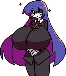 big_breasts blue_hair bongbong breasts breasts_bigger_than_head lobotomy_corporation megadingus project_moon sparkle