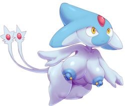 1girls 2_tails 3_fingers amber_eyes areolae azelf belly big_breasts blue_nipples breasts bunihud erect_nipples female female_only grey_body grey_skin hips legendary_pokemon multi_tail multiple_tails navel nintendo nipple_piercing nipples no_humans nude nude_female pokémon_(species) pokemon pokemon_(species) pokemon_dppt sadflowerhappy shortstack simple_background solo solo_female stomach tail thick_thighs thighs video_games white_background wide_hips yellow_eyes