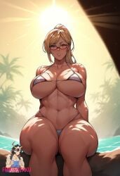 ai_generated akiyama_kaede bikini blonde_hair kengan_ashura sunshine