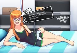 1girls female flirting fully_clothed orangemint_4444 persona persona_5 playstation playstation_5 playstation_controller ps5_controller sakura_futaba smile solo uc-four