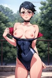 1girls ai_generated ass athletic athletic_female big_ass big_breasts blush boruto:_naruto_next_generations boruto:_two_blue_vortex breast_rest breasts_on_tray completely_nude completely_nude_female curvy curvy_figure cute cute_face detailed dinixdream eyelashes eyeshadow female female_only fit fit_female focus glasses high_quality legs light-skinned_female light_skin lips lipstick looking_at_viewer makeup mascara mature midriff naked naruto navel nude one-piece_swimsuit patreon patreon_username petite pool poolside posing pussy sarada_uchiha seductive seductive_look slim small_breasts stable_diffusion standing swimsuit tagme teenager thick_ass thick_butt thick_thighs thighs tray uchiha_sarada young younger_female