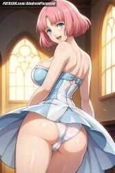 1boy 1girls ahe_gao ai_generated aindroidparanoid ass ass_focus atlus big_breasts blue_eyes boobjob breasts busty cameltoe catherine_(game) cum doggy_style doggy_style_position female female_focus from_behind grabbing_head huge_breasts large_breasts nipples paizuri pink_hair pussy rin_(catherine) sex sex_from_behind short_hair stable_diffusion titjob