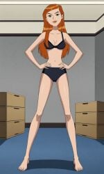 ai_generated bare_legs barefoot ben_10 ben_10_ultimate_alien bigmic145 bra breasts cleavage feet female female_focus female_only ginger ginger_hair gwen_tennyson gwen_tennyson_(alien_force) gwen_tennyson_(ultimate_alien) gym_clothes gym_clothing gym_shorts gym_uniform long_hair medium_breasts orange_hair