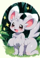 2024 ai_generated anthro breasts female fur furry furry_female minccino nipples nipples_gray nude pokemon pokemon_(species)