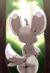 2024 ai_generated anthro breasts female fur furry furry_female minccino nipples nipples_gray nude pokemon pokemon_(species) rear_view