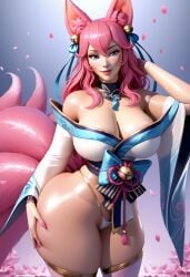 1girls ahri ai_generated big_areola big_ass big_breasts big_nipples big_thighs breasts dadadi female female_only fur hand_on_head hand_on_hip hip_grab hips kemono kimono kumiho league_of_legends league_of_legends:_wild_rift multiple_tails panties pink_hair riot_games seductive seductive_look seductive_pose smiling smiling_at_viewer solo spirit_blossom_ahri spirit_blossom_series thong