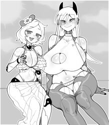 2girls :3 android android_girl big_ass big_breasts bikini cleavage female female_only gynoid huge_ass huge_breasts iria_(minkye) minkye original_character robot robot_girl sam_(minkye) smug smug_face swimsuit thick_thighs wide_hips