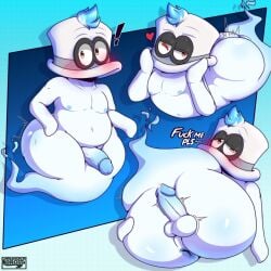 2020s 2024 artist_signature ass balls big_ass blush cappy_(mario) digital_drawing_(artwork) digital_media_(artwork) femboy gay ghost murderdroid_(artist) penis small_penis solo super_mario_odyssey wink