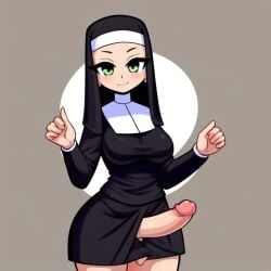 1futa ai_generated aifutalover christianity futa_focus futanari gynomorph intersex nun nun_futa nun_hat nun_outfit religion religious religious_clothing self_upload skirt solo_futa