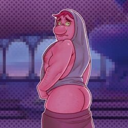 artist_request ass disney embarrassment_(inside_out) inside_out inside_out_2 male male_only mooning nervous pink_hair pink_skin pixelated_background