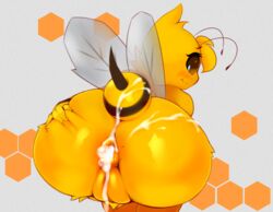 antennae_(anatomy) anthro anus arthropod arthropod_abdomen ass ass_dough backpussy bee big_butt blush bodily_fluids cum cum_from_ass cum_in_ass cum_inside cum_on_butt deep_skin female genital_fluids genitals hi_res holding_butt huge_butt hymenopteran insects looking_back nude presenting presenting_hindquarters pussy quinn_(behniis) shortstack simple_background solo spread_butt spreading stinger unyin wide_hips