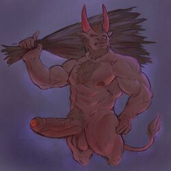 1:1 1boy 5_fingers abs absurd_res anthro balls balls_tuft ballsack beard beefy big_penis body_hair branch chest_hair demon empty_eyes erection facial_hair fanofthefurr fingers foreskin foreskin_folds genitals hi_res horns humanoid_genitalia humanoid_penis krampus long_foreskin male male_nipples male_only mammal muscles muscular muscular_anthro muscular_male nipples nude nude_male partially_retracted_foreskin pecs penis pubes red_eyes retracted_foreskin scrotum solo tail tail_tuft testicles tuft uncircumcised uncut