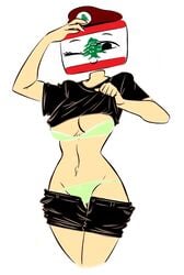 1girls bra countryhumans countryhumans_girl female flawsy lebanese_flag lebanon lebanon_(countryhumans) panties solo solo_focus