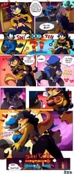 1boy 1girls absurd_res anthro balls body_swap breast_grab breasts canid canine carmelita_fox clothing comic dialogue english_text erect_penis female fox fur furry kissing lewdloaf male masturbation penis procyonid raccoon sly_cooper sly_cooper_(series) smooth_fur text_bubble touching_self