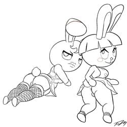 2girls animal_crossing ass ass_focus bonbon_(animal_crossing) multiple_girls nintendo stockings tiffany_(animal_crossing)