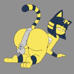 1girls all_fours animal_crossing animated ankha anthro ass big_ass big_butt bob_cut bubble_ass bubble_butt butt buttjob chest_wrap chest_wraps covered_buttjob curvy dat_ass disembodied_penis doggy_style domestic_cat egyptian_mythology erection fat_ass feline female fur furry gif grey_background hot_dogging huge_ass huge_butt large_ass looking_back mammal nintendo penis plump plump_ass round_ass sarashi tail thick thick_ass thick_thighs top-down_bottom-up voluptuous wide_hips xmetalhusky yellow_body