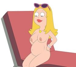 1girls accurate_art_style american_dad belly big_belly blonde_hair breasts female female_only francine_smith gp375 looking_down naked nipples nude pregnant ready_to_pop sitting thighs