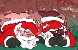 anal anal_sex ass balls beard blush christmas duo_focus facial_hair gay hat male male_only pantsless penis santa_claus santa_hat sex torquewintress white_hair