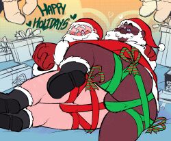 2boys ass balls beard blush bulge christmas european_mythology facial_hair folklore gay hat holding_hands holidays interracial interracial_selfcest male male_only mature old_man partially_clothed penis public_domain ribbons santa_claus santa_hat selfcest shoes_on slightly_chubby slightly_chubby_male smiling smiling_at_viewer torquewintress white_hair winking_at_viewer