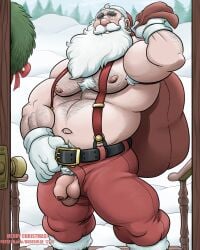 balls beard christmas dudebulge facial_hair flaccid gloves hat male male_only penis penis_out santa_claus santa_hat shirtless solo solo_male suspenders white_hair