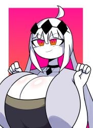 1girls black_crown blush_body blush_lines fnf_(full_comfort_style) fnf_entity friday_night_funkin friday_night_funkin_mod full_comfort huge_breasts long_hair long_white_hair massive_breasts necklace nikusa_(sugarratio) smile white_hair