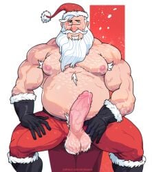 balls beard big_penis body_hair boner christmas erection facial_hair hat male male_only penis penis_out santa_claus santa_hat shirtless sitting solo solo_male vinceart2 white_hair