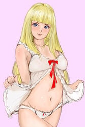 blue_eyes camisole emilie_de_rochefort female female_only human lingerie lowleg lowleg_panties mandalin midriff namco negligee nightgown nipples panties see-through sketch smile solo tekken underwear white_panties