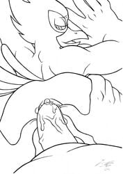 anthro black_and_white buggery falco_lombardi gay interspecies line_art male male_only male_pov monochrome multiple_males nintendo pheasant pov star_fox yaoi