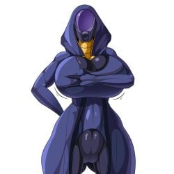 alien_girl big_breasts holding_breast huge_breasts mass_effect quarian tali'zorah_nar_rayya xeddo