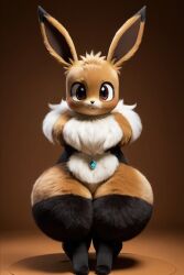 ai_generated anthro awokose eevee eevee_(cosplay) fluffy furry_body huge_ass huge_butt nintendo pokémon_(species) pokemon pokemon_(species) thick thick_thighs