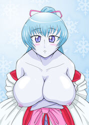 1girls aoi_(gegege_no_kitarou) blue_hair blue_skin breasts female gegege_no_kitarou humanoid large_breasts youkai yuki_onna