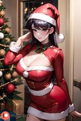 1girls after_sex ai_generated bed christmas christmas_clothing christmas_outfit cum cum_in_pussy cum_on_body cum_on_breasts dreamai942 female female_only girl hi_res high_resolution highres komi-san_wa_komyushou_desu komi_shouko large_ass large_breast nude nude_female pussy pussy_juice solo