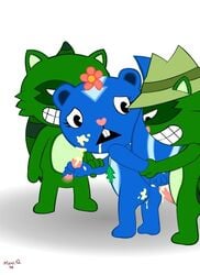 2008 anthro brothers cum furry happy_tree_friends interspecies lifty lifty_(htf) meru mondo_media petunia petunia_(htf) raccoon shifty shifty_(htf) siblings skunk straight tagme threesome twins