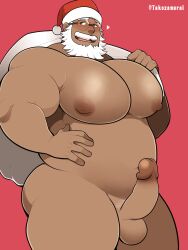 balls bara_tiddies bara_tits beard big_chest big_pecs blush boner christmas erection facial_hair gigantic_chest gigantic_pecs glasses hat huge_chest huge_pecs large_pectorals male male_only man_boobs man_breasts massive_chest massive_pecs moobs nude penis santa_claus santa_hat solo solo_male takezamurai white_hair