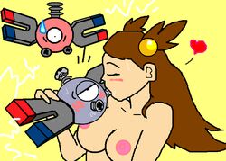 color female human interspecies jasmine_(pokemon) magnemite nintendo pokemon sexless