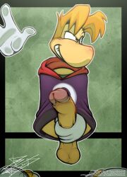 absurd_res anthro balls foreskin genitals hi_res holding_penis hoodie humanoid_genitalia humanoid_penis male male_only penis raccoondouglas rayman rayman_(series) raypeople_(rayman) solo ubisoft