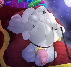 anthro balls beard big_balls big_penis christmas cock_ring facial_hair flaccid furry hat male male_only overweight penis polar_bear santa_claus santa_hat solo solo_male taighet_28 white_fur white_hair