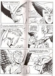 angel comic crossover dc female hawkgirl hawkman male marvel straight_hair warren_worthington x-men