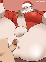 balls bara_tiddies bara_tits beard big_bottom big_chest big_pecs blush boner christmas erection facial_hair gay gigantic_chest gigantic_pecs hat huge_chest huge_pecs imminent_anal imminent_sex large_pectorals male male_only man_boobs man_breasts massive_chest massive_pecs moobs muscle_bottom muscular_bottom pantsless penis santa_claus santa_hat size_difference spread_legs takezamurai white_hair