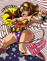 blue_eyes blush boots breasts brown_hair dc_comics female lasso_of_truth marimo_(ankokumarimo) open_mouth pussy torn_clothes wonder_woman wonder_woman_(series)