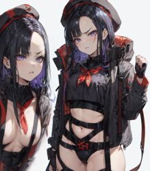 ai_generated angry_face black_hair breasts cameltoe eunhwa eunhwa_(nikke) goddess_of_victory:_nikke purple_eyes