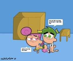 1boy 1girls 2009 cosmo_cosma doggy_style eyelashes fairycosmo female green_eyes green_hair humanoid light-skinned_female light-skinned_male male married_couple nickelodeon pale_skin pink_eyes pink_hair straight_hair tagme the_fairly_oddparents wanda_fairywinkle-cosma